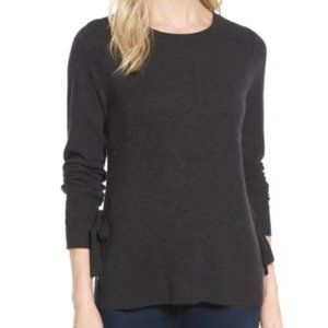 Nordstrom 100% Cashmere Crewneck Sweater w/ Side Ties, XS charcoal grey $90